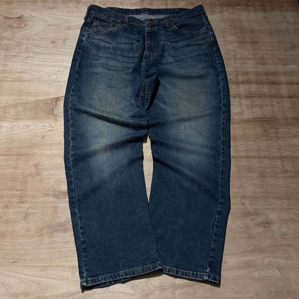 Wrangler 36x29 Relaxed Loose Fit Straight Leg Faded Blue Jeans